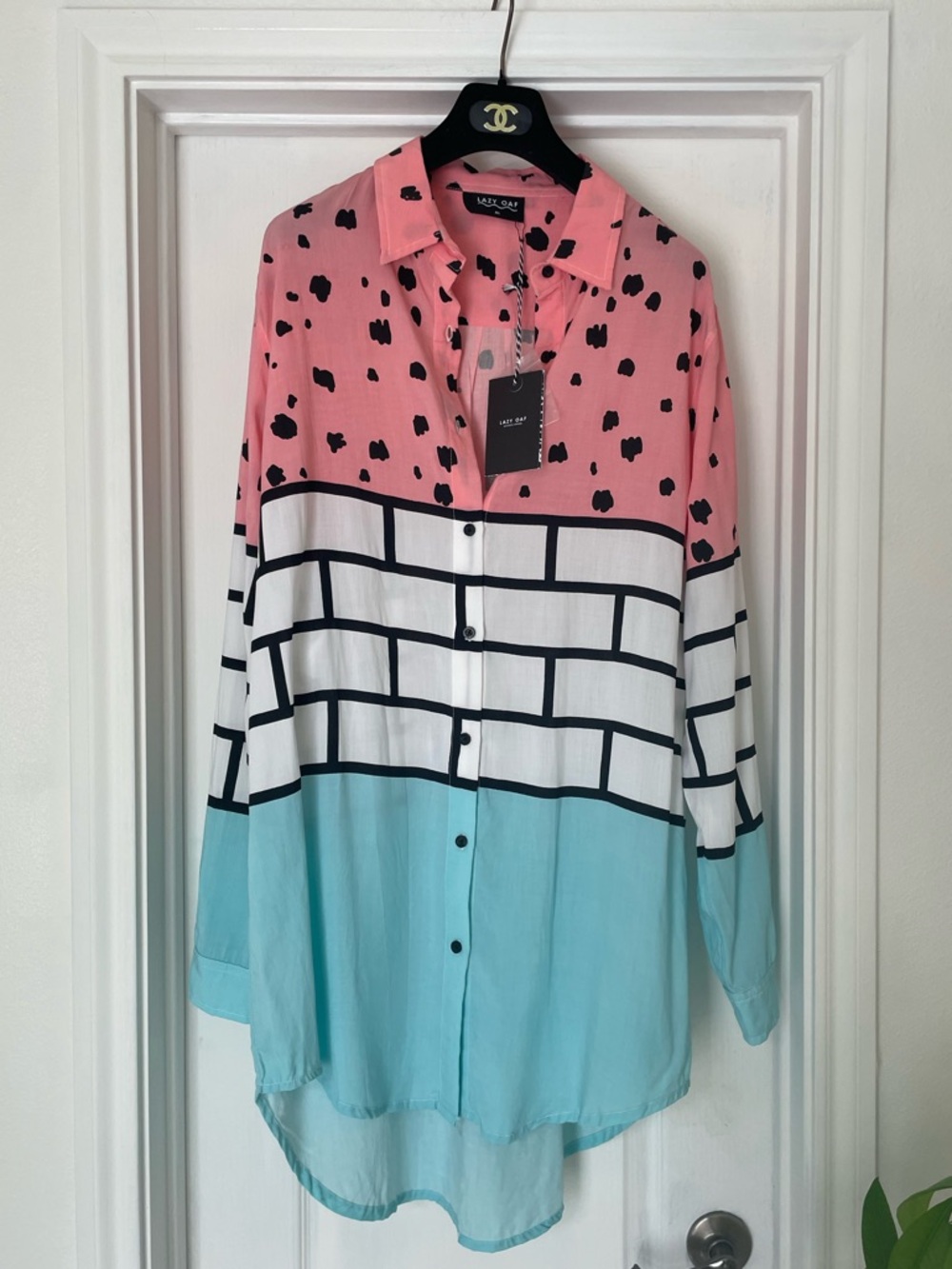 Lazy Oaf scribble brick shirt tunic NWT M/L - Picture 4 of 15